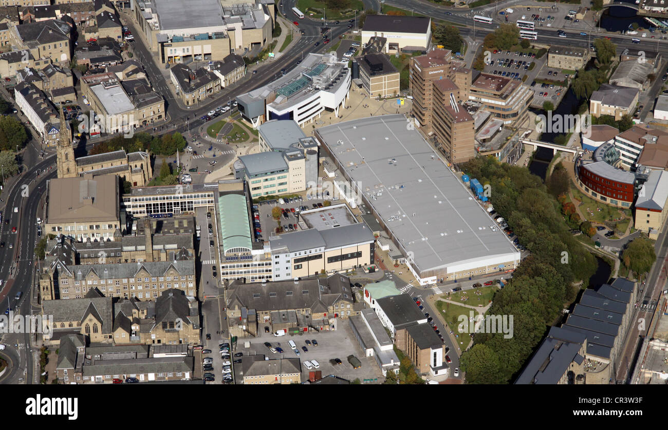 Vue aérienne de l'Université de Huddersfield, Queensgate site Campus Banque D'Images