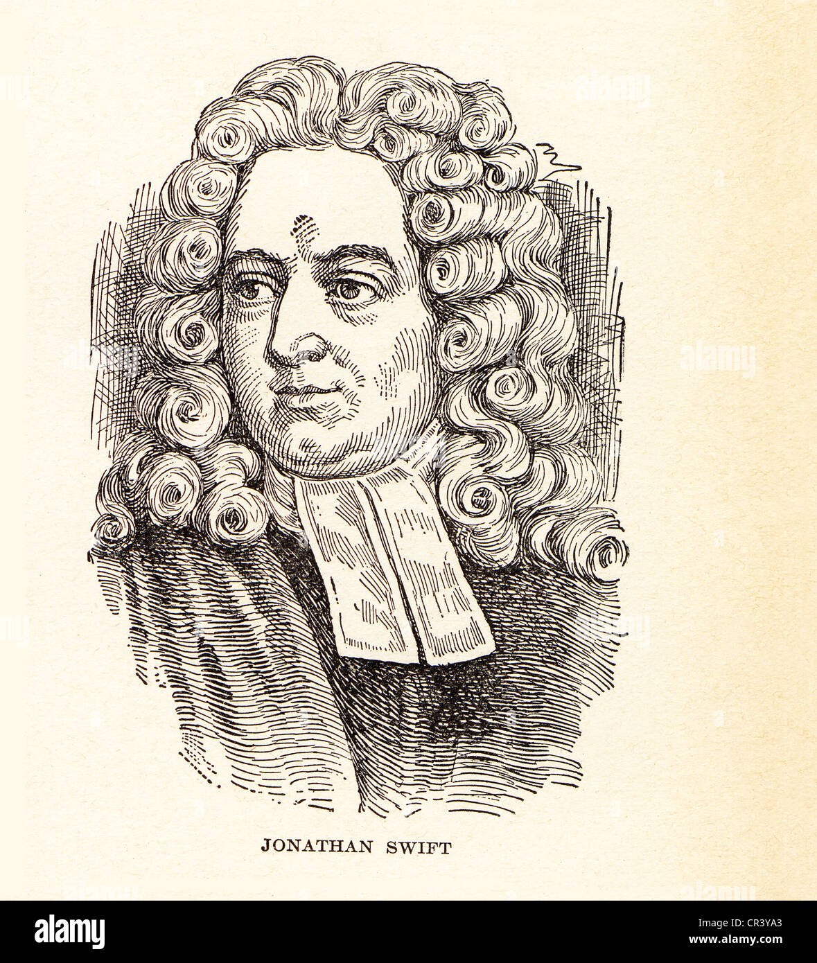Gravure d'époque de Jonathan Swift, 1667-1745, écrivain et satiriste irlandais. Banque D'Images