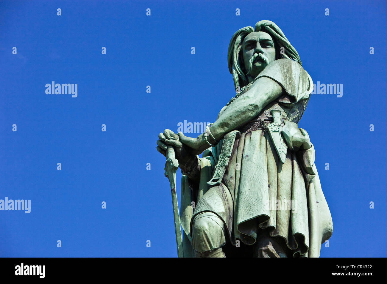 France, Côte d'Or, Alise Sainte Reine, statue monumentale de Vercingétorix par le sculpteur aimé Millet au sommet du Mont Auxois Banque D'Images
