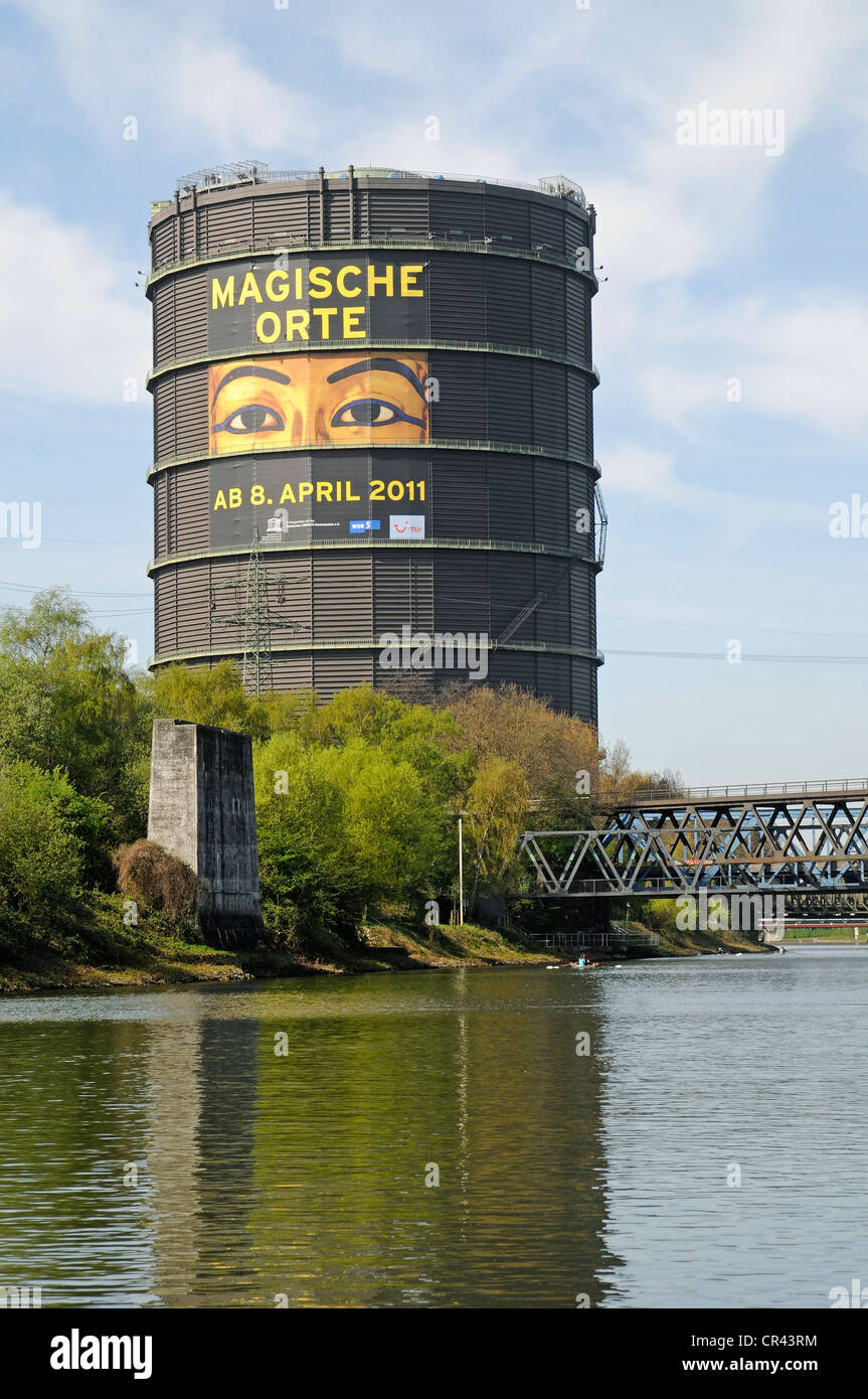 Gazomètre, exposition Magische Orte ou lieux magiques, monument industriel, musée, Route du patrimoine industriel Banque D'Images