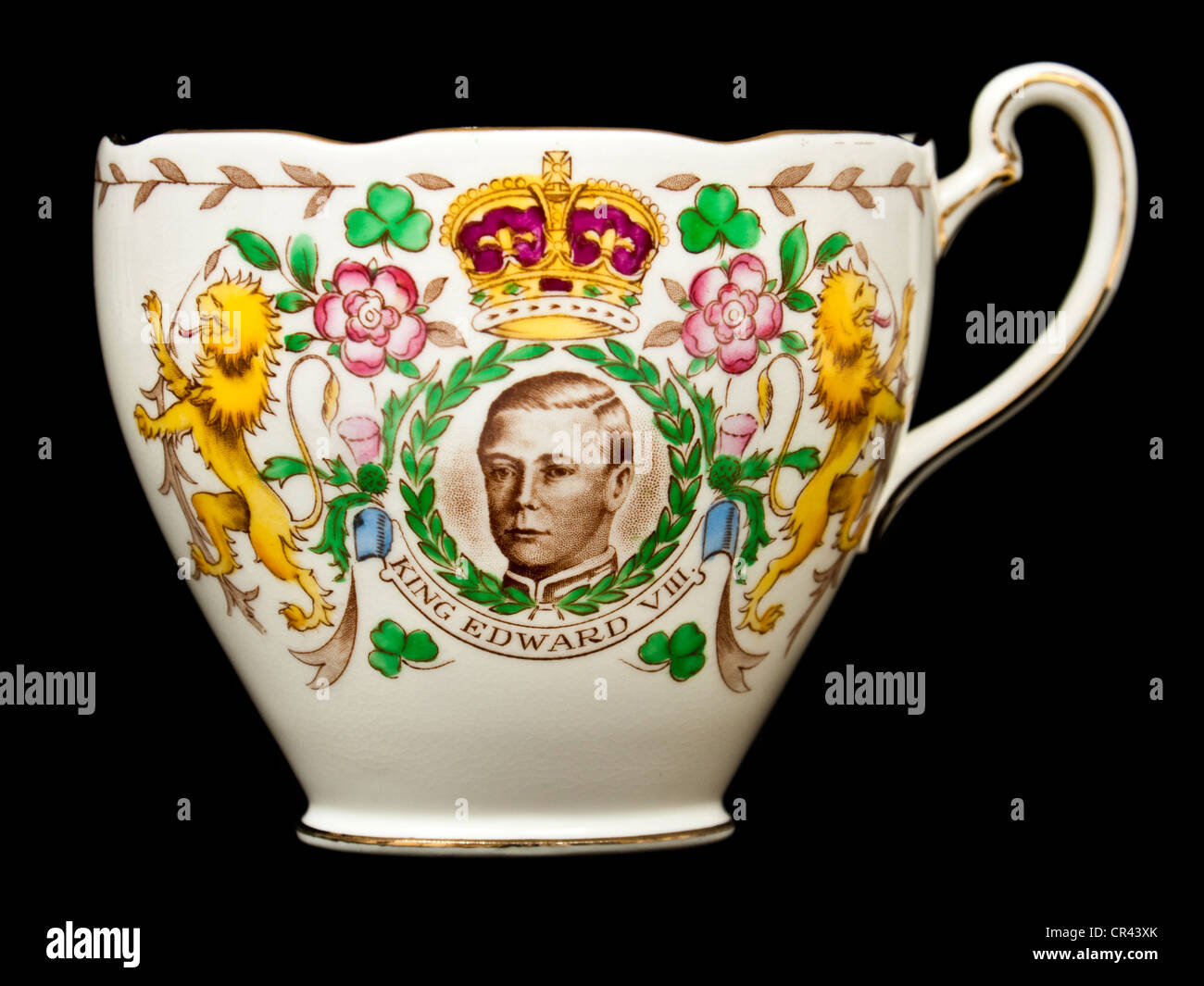 1936 Le roi Édouard VIII souvenirs couronnement tasse de thé par Alfred B. Jones & Sons (Grafton) poterie, Longton, Stoke-on-Trent Banque D'Images