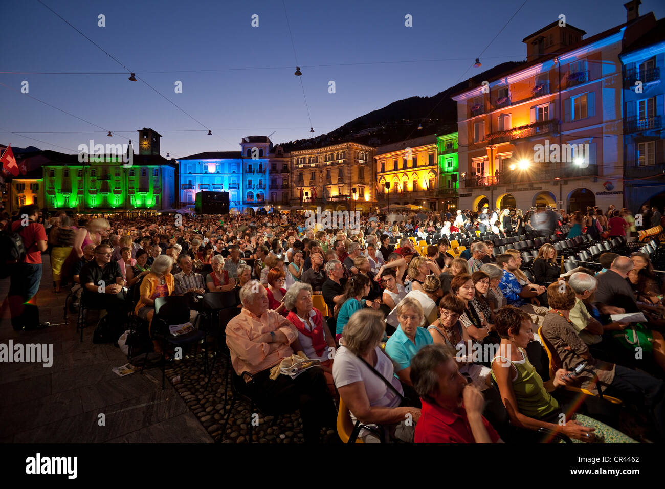 La Suisse, canton du Tessin, de Locarno, le Festival International du Film de Locarno a lieu chaque année en août dans la Piazza Banque D'Images