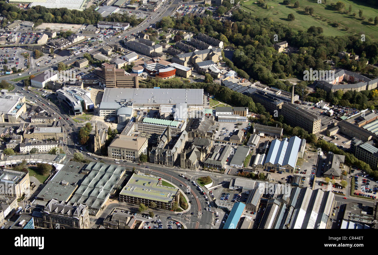 Vue aérienne de l'Université de Huddersfield, Queensgate site Campus Banque D'Images