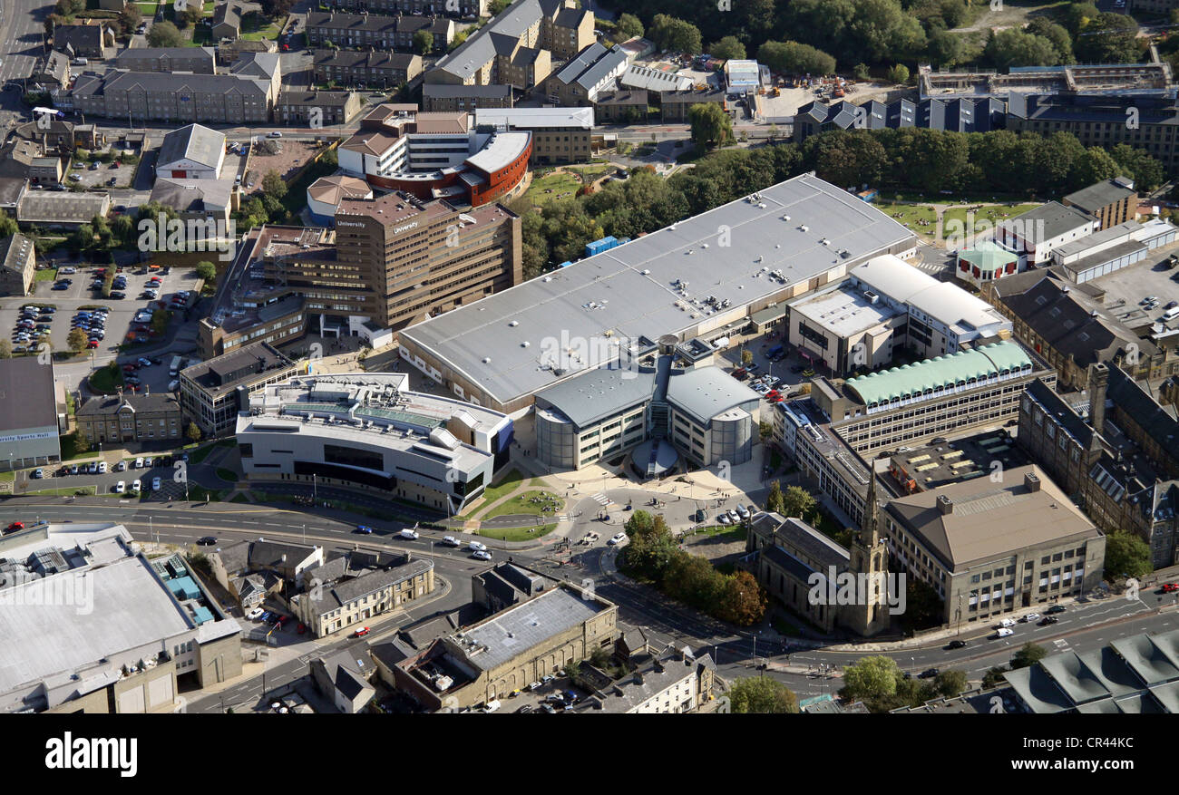 Vue aérienne de l'Université de Huddersfield, Queensgate site Campus Banque D'Images