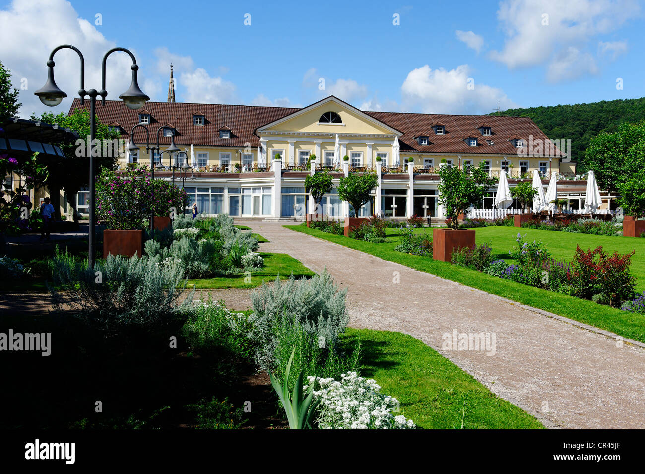 Jardin du spa, un casino et un spa maison, Kurhaus, Bad Dürkheim, Route des Vins allemande, de la Forêt du Palatinat, Rhénanie-Palatinat Banque D'Images