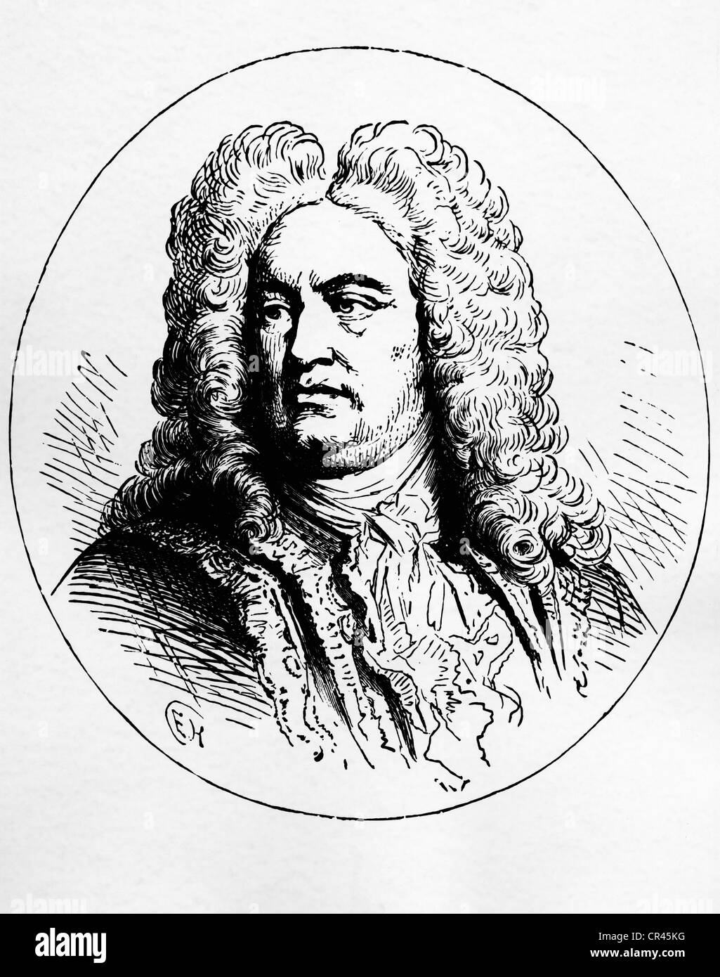 George Frideric Handel, 1685 - 1759, compositeur, musicien, historique gravure sur acier d'après une peinture par Thomas Hudson Banque D'Images