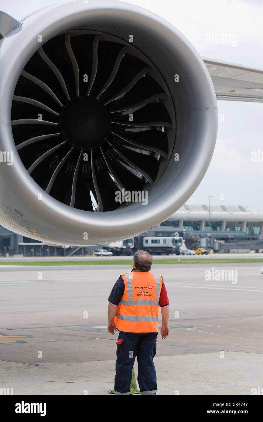 Un Lufthansa Boeing 747-8 moteur. Banque D'Images