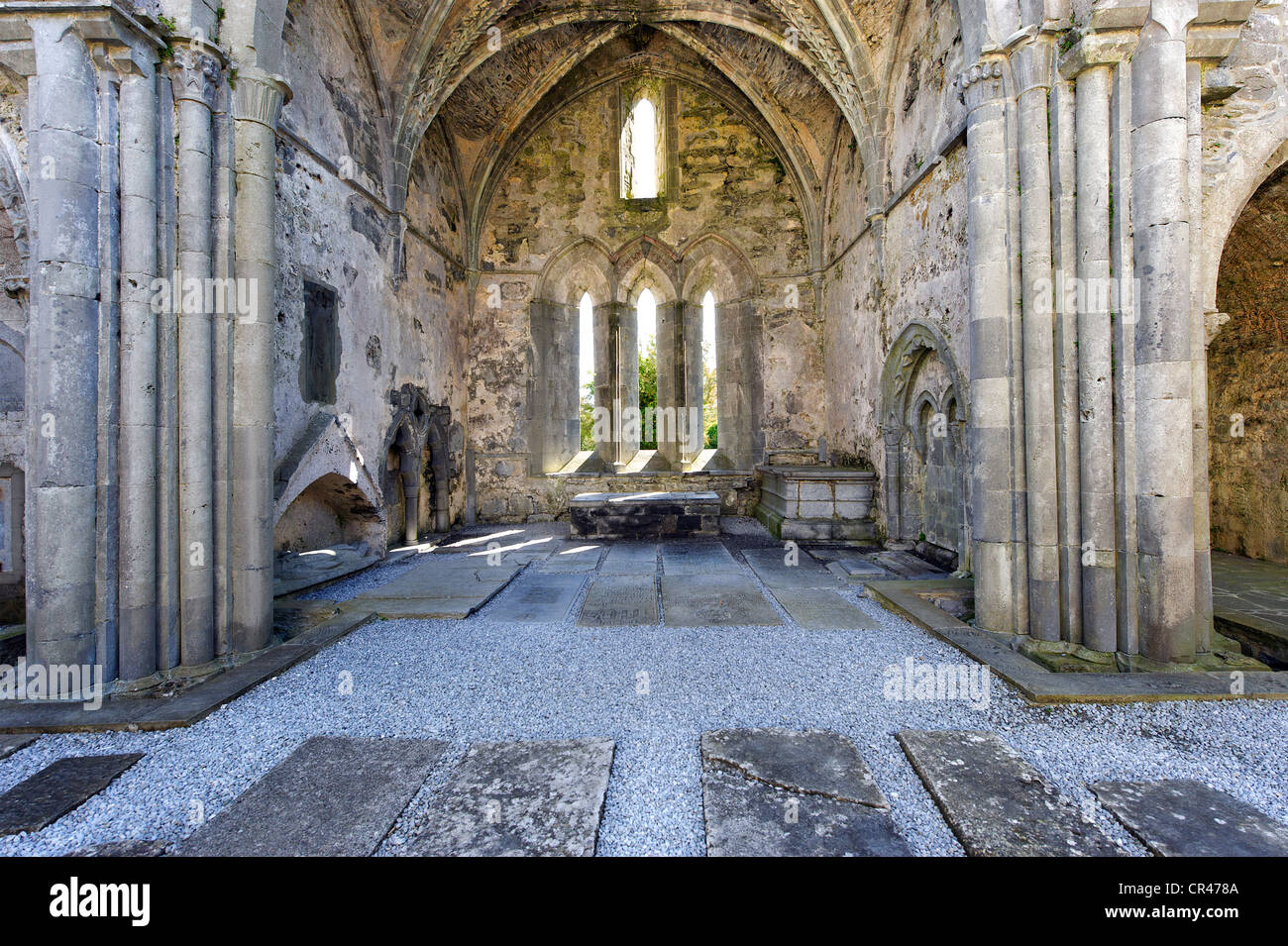 L'Abbaye de Corcomroe, le Burren, comté de Clare, Irlande, Europe Banque D'Images