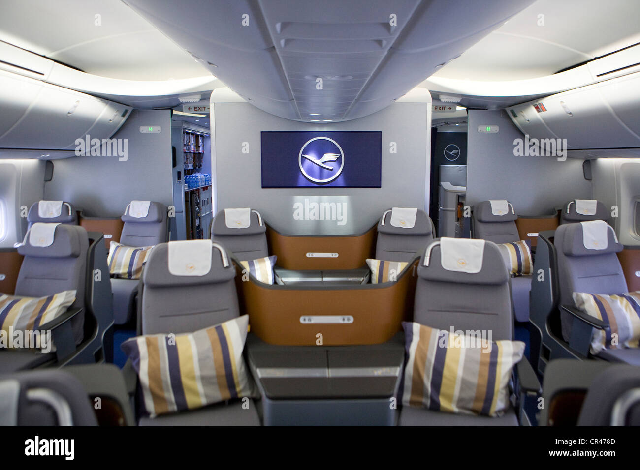 La classe Affaires d'un Lufthansa Boeing 747-8. Banque D'Images