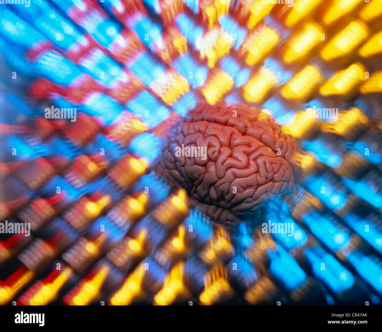 Cerveau, déformé, résumé, illustration, image symbolique de la pensée Banque D'Images