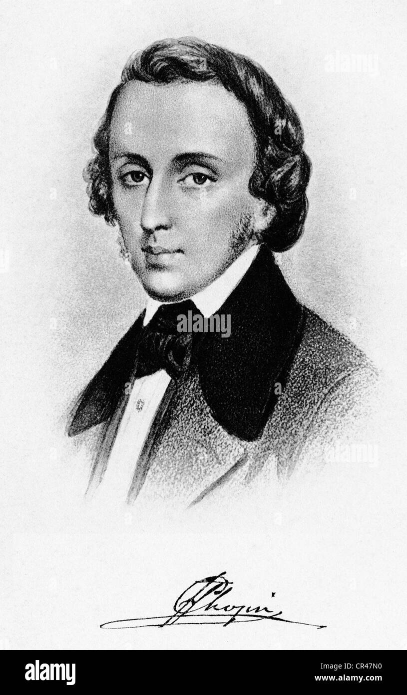 Frédéric François Chopin, 1810 - 1849, le pianiste, compositeur, photogravure, autour de 1870, d'après un dessin de A. Duval Banque D'Images