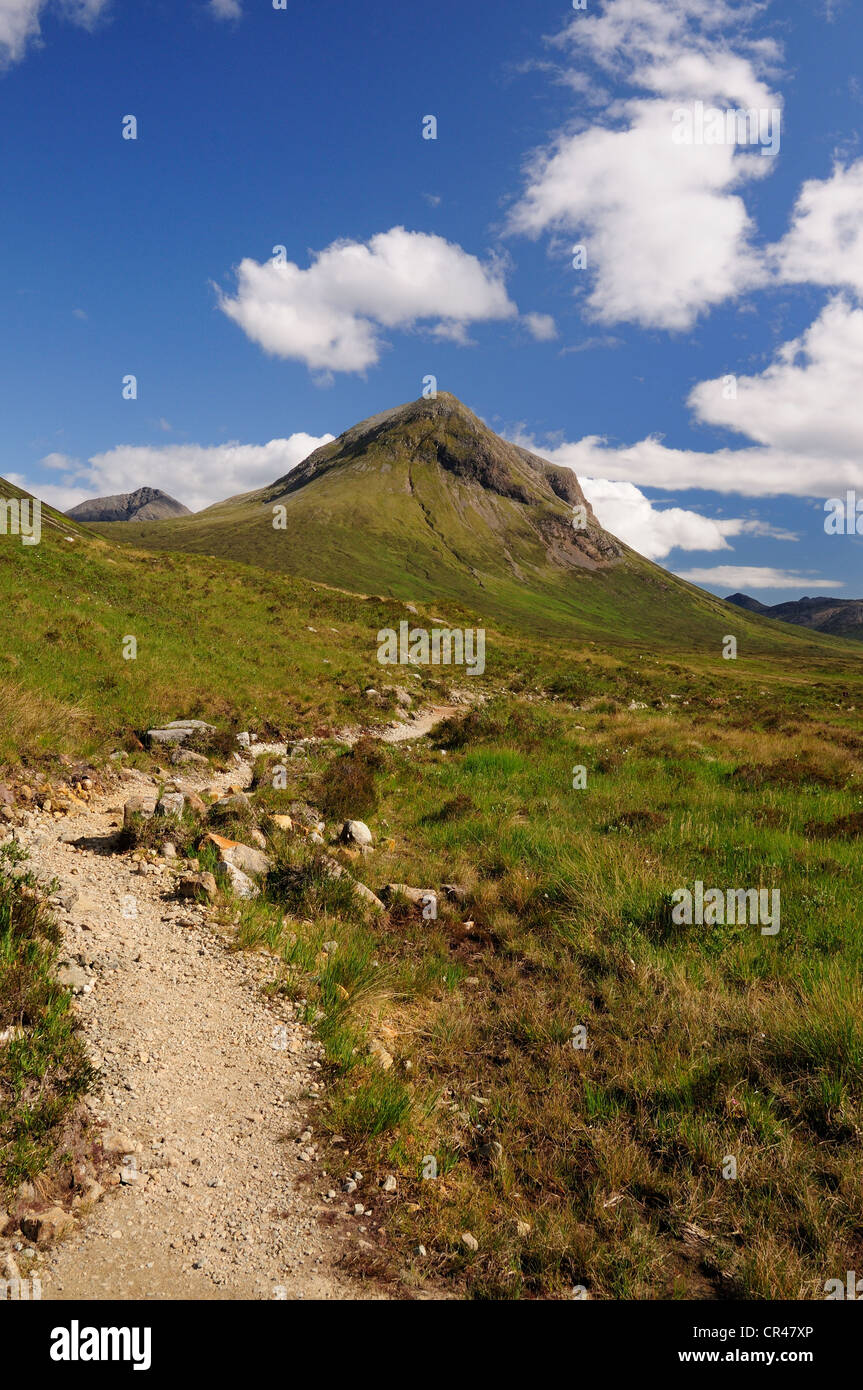Glen Sligachan et Marsco en été, l'île de Skye, Écosse, Hébrides intérieures Banque D'Images