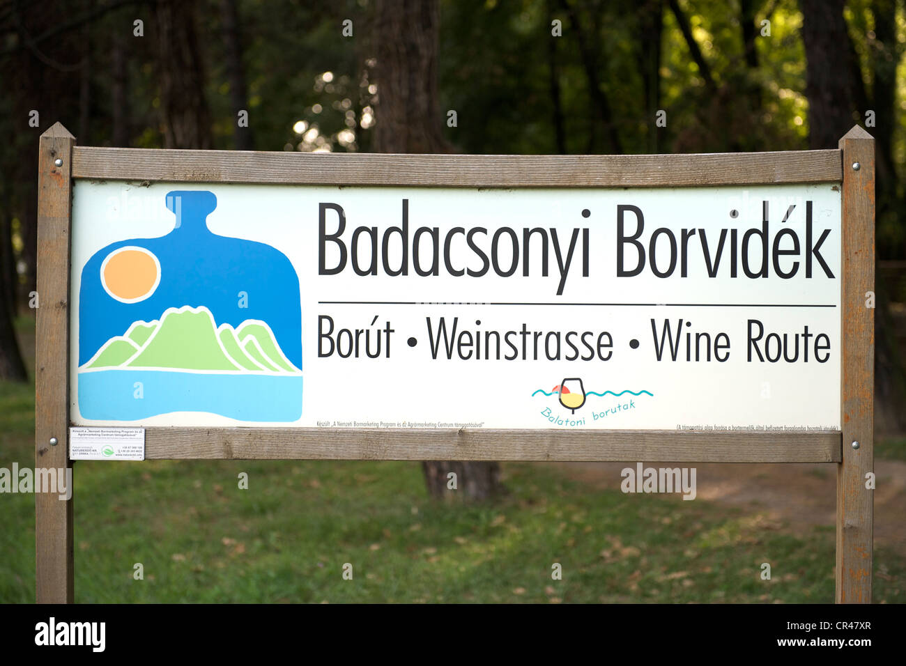 Signe pour Badacsony wine route près du lac Balaton en Hongrie. Banque D'Images