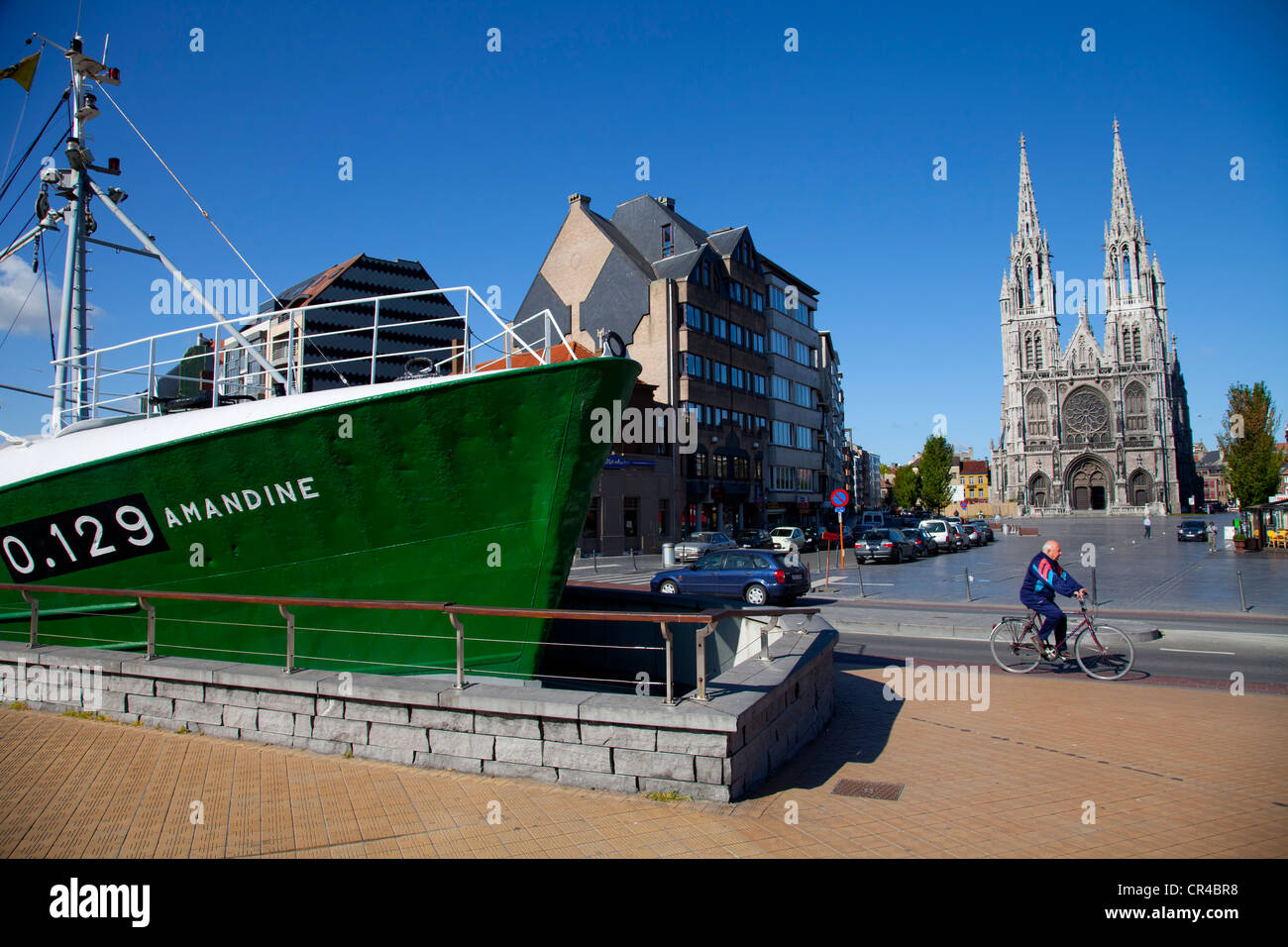L'Amandine, un bateau de pêche en haute mer transformé en musée, à Ostende, en Belgique, le port d'Ostende, Flandre occidentale, Belgique Banque D'Images