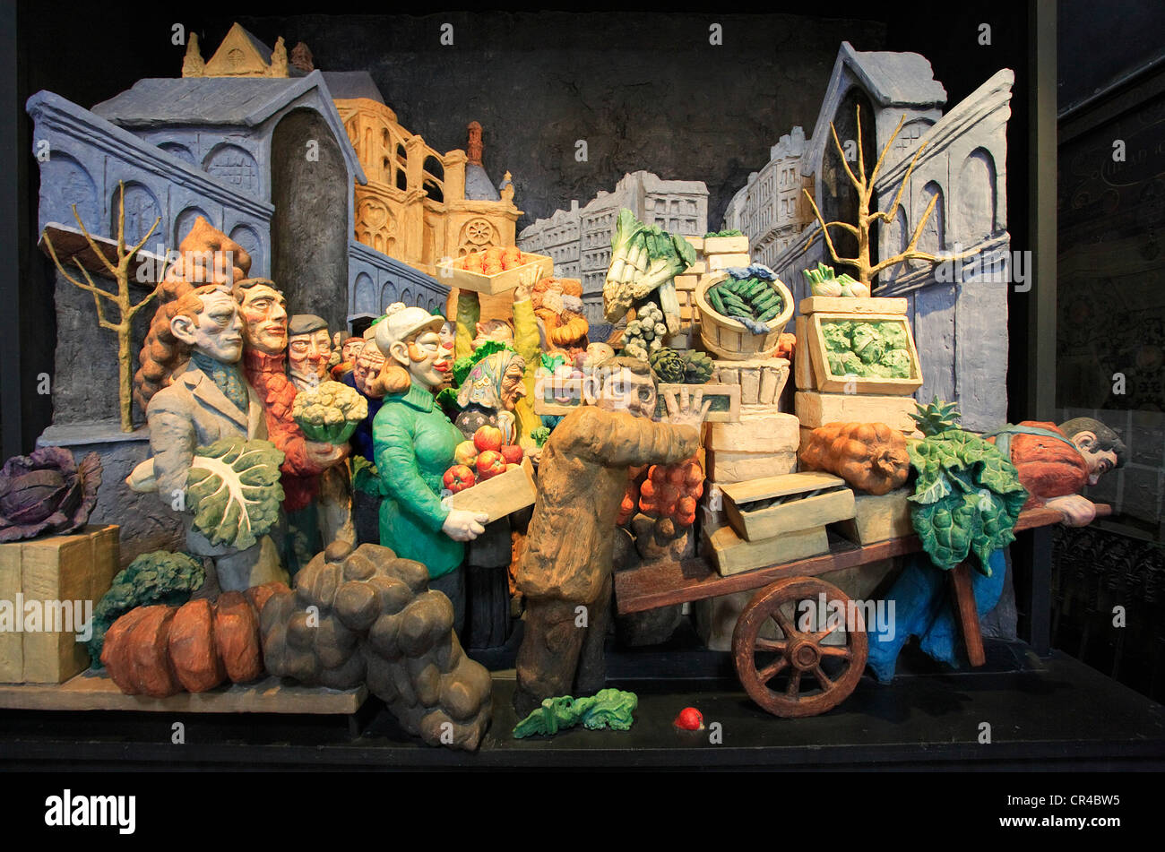 France, Paris , Quartier des Halles, St Eustache, sculpture polychrome par le sculpteur Raymond Mason représentant le Banque D'Images