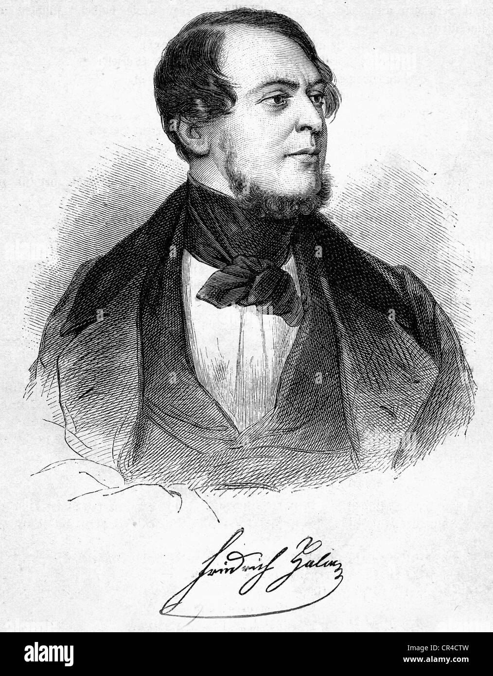 Friedrich Halm, né Éloi Franz Joseph Freiherr von Muench-Bellinghausen (1806 - 1871), poète, gravure sur acier d'après un Banque D'Images