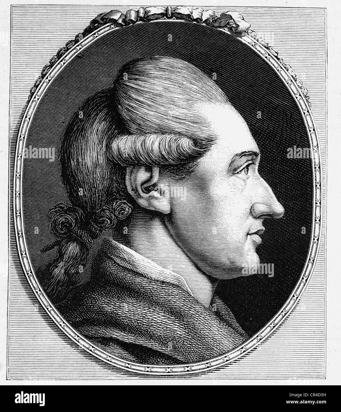 Johann Wolfgang von Goethe (1749-1832), poète, gravure sur cuivre, 1777 Banque D'Images