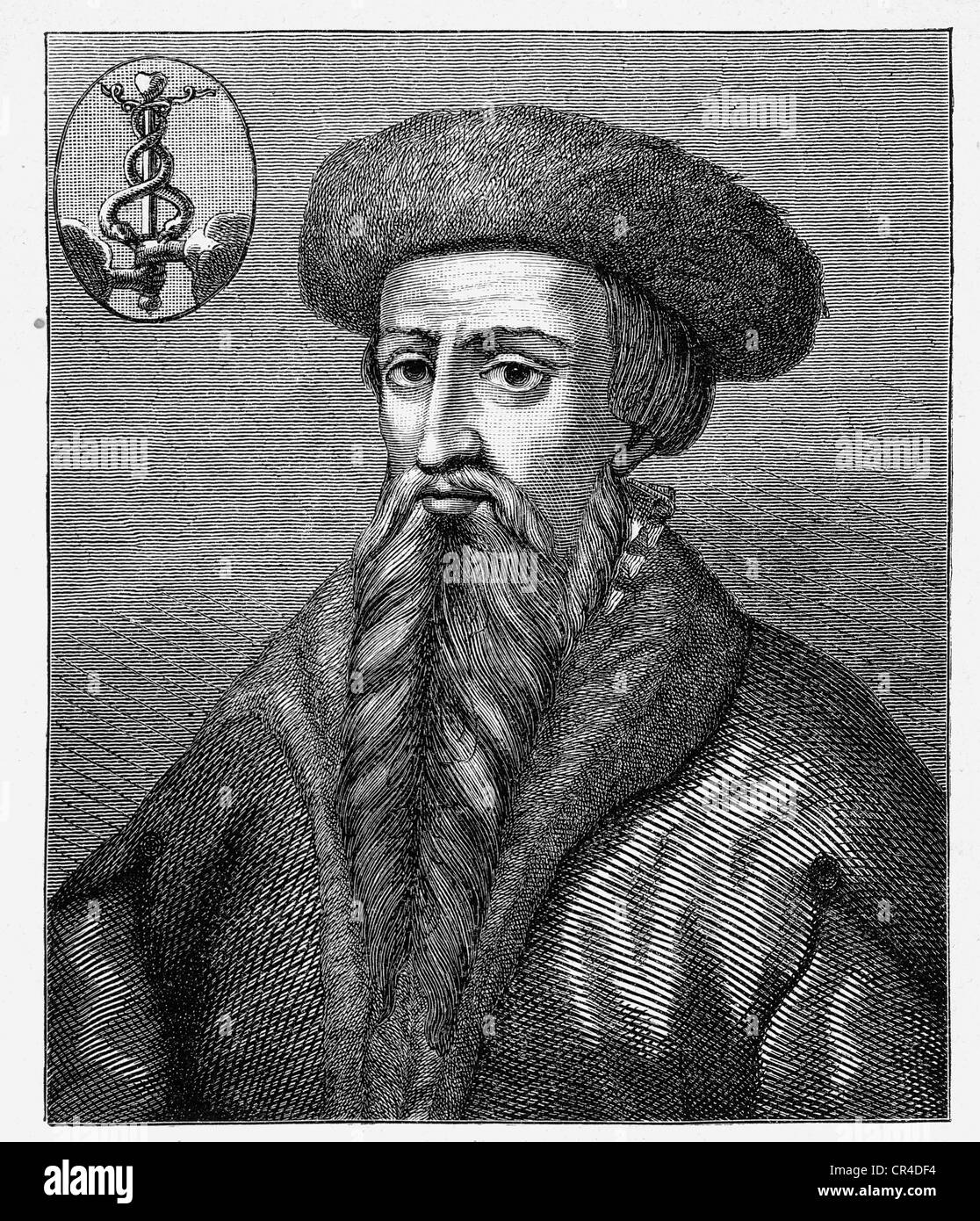Hans Lufft um 1495 - 1584, l'allemand, l'imprimante, gravure portrait Banque D'Images