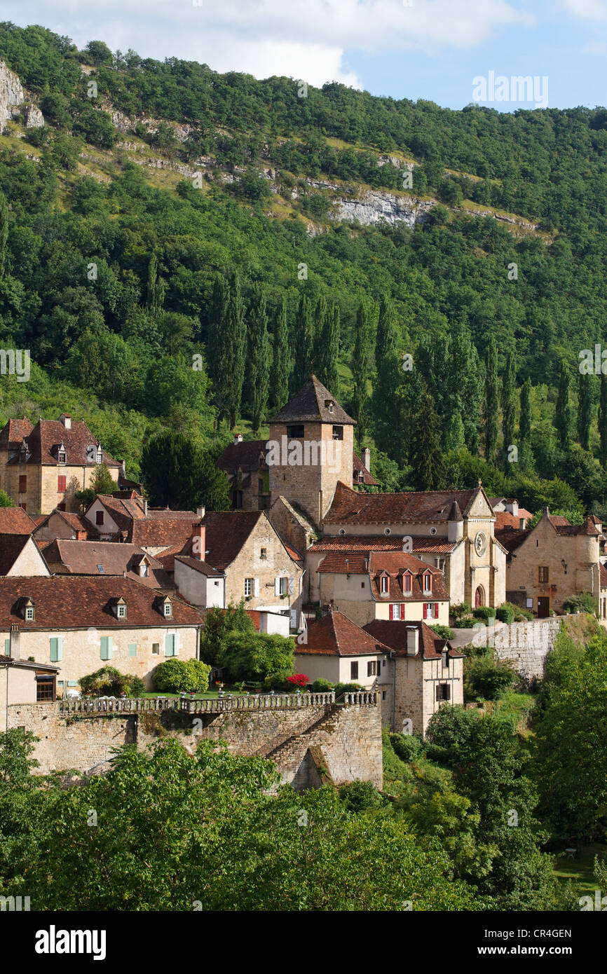 Autoire, étiqueté Les Plus Beaux Villages de France, Les Plus Beaux Villages de France, Haut Quercy, Lot, France, Europe Banque D'Images