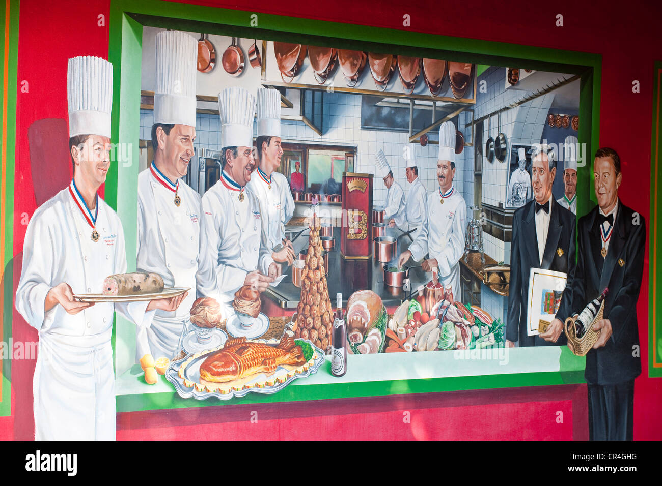 France, Rhône, les Monts d'Or, Collonges au Mont d'Or, le Restaurant Paul Bocuse Banque D'Images