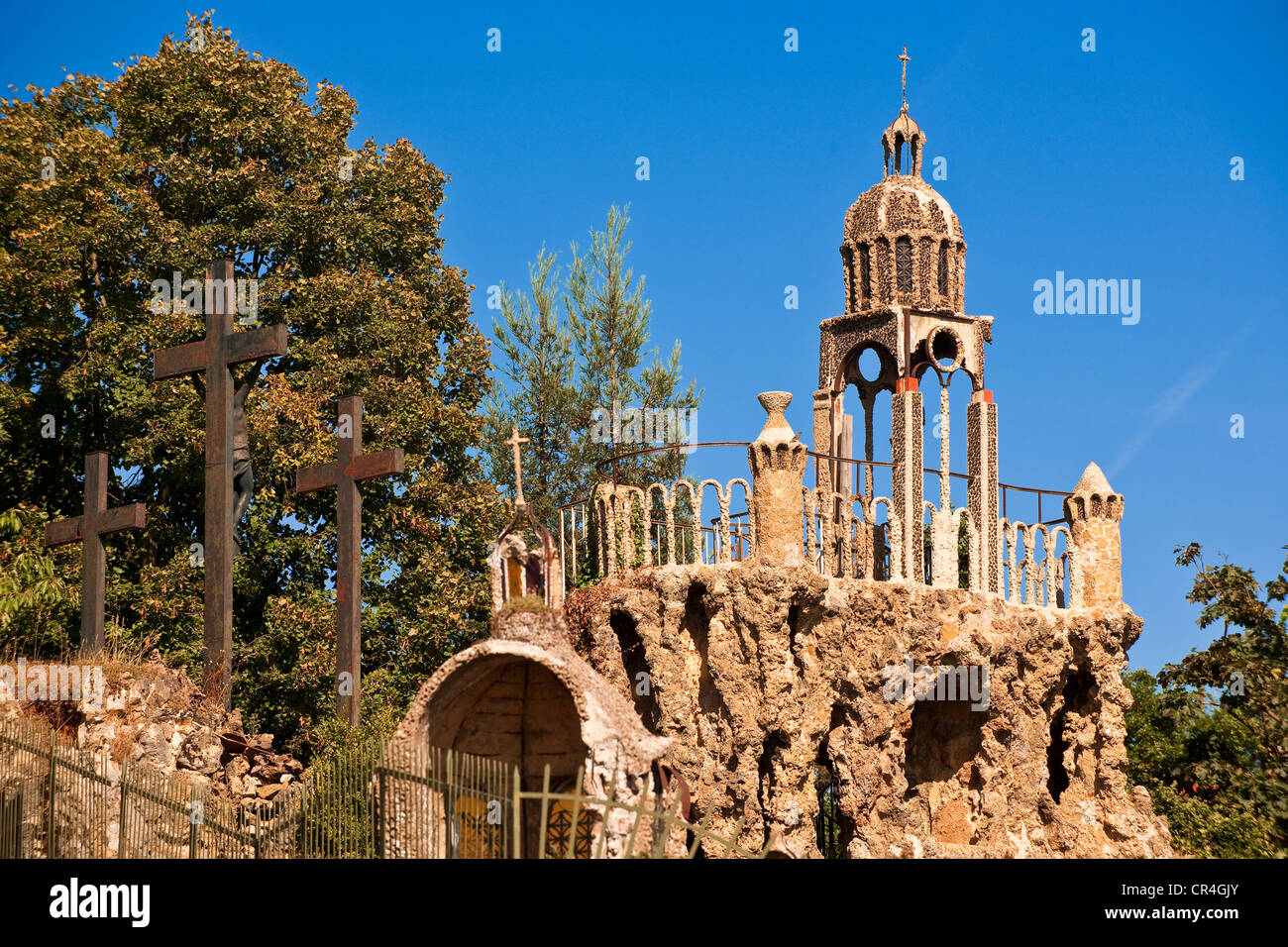 France, Rhône, les Monts d'Or, Mont Saint Leonard des bois, le jardin de l'ancien hermitage en date du 14e siecle Banque D'Images