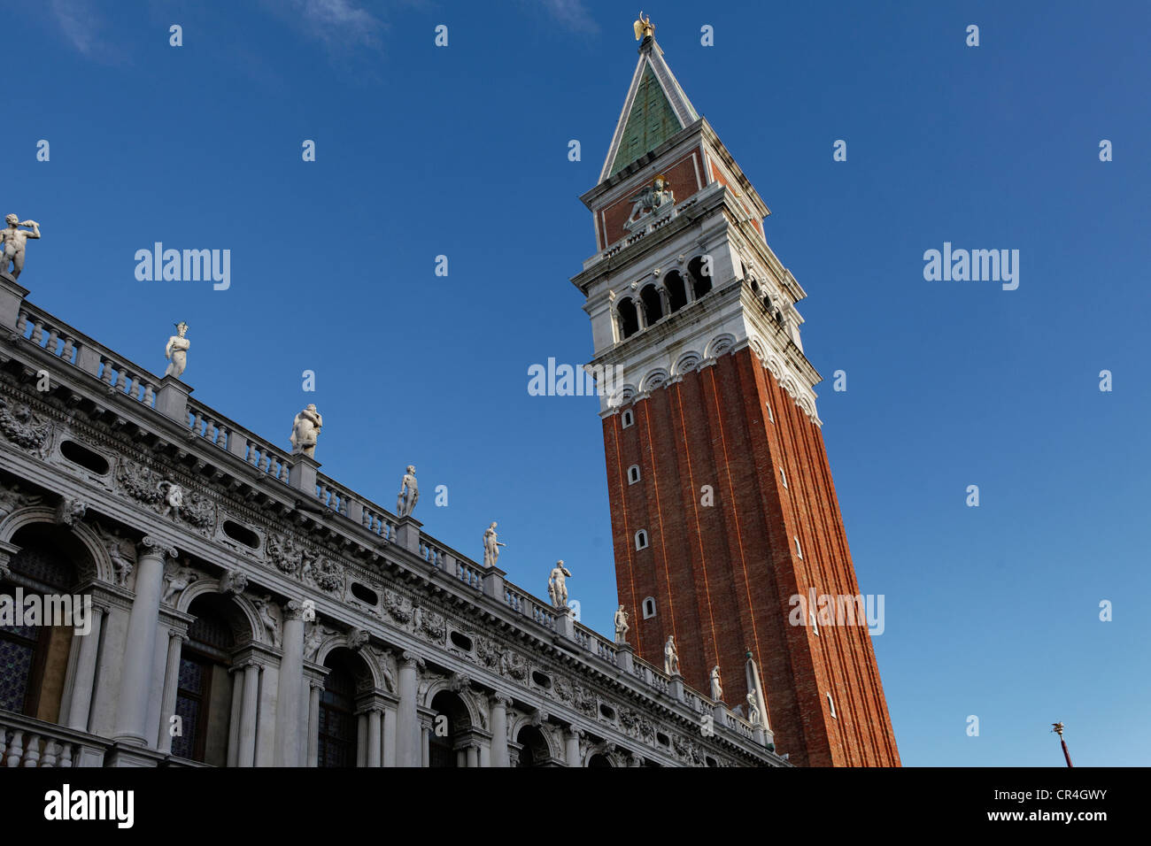 Le Campanile, Piazza San Marco, la Place Saint-Marc, Venise, UNESCO World Heritage Site, Vénétie, Italie, Europe Banque D'Images