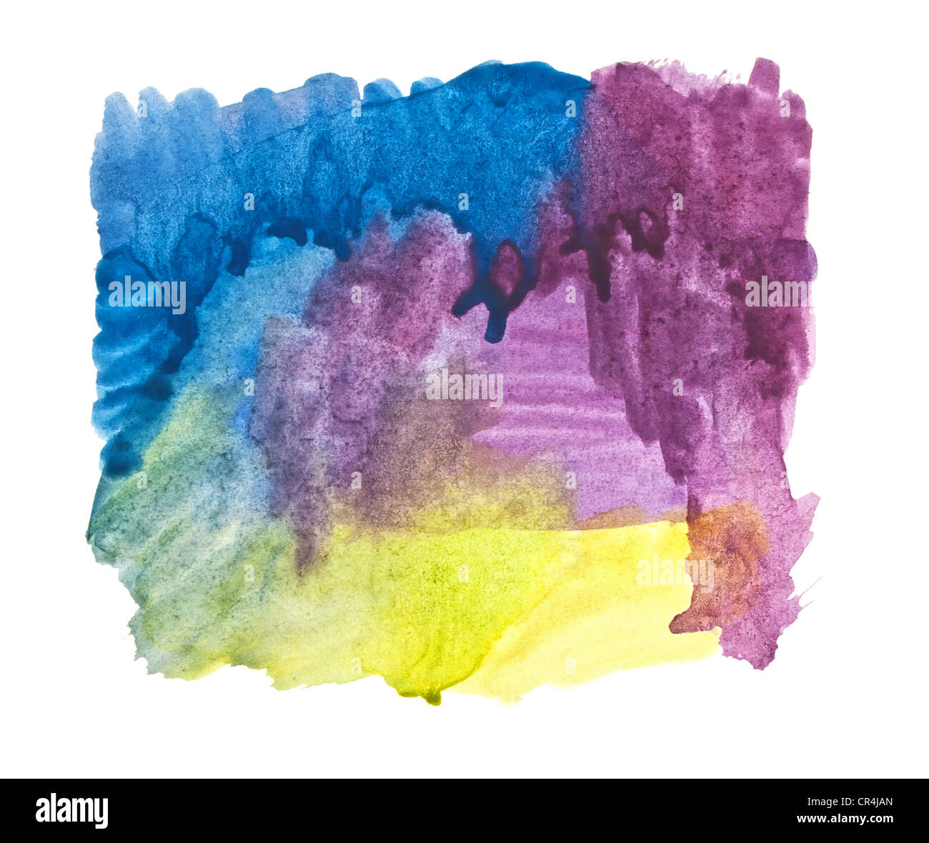 Les traits de couleur de l'eau Peinture sur fond blanc Banque D'Images