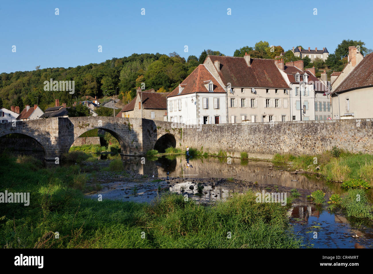 Pont médiéval, Chambon-sur-Voueize, Creuse, France, Europe Banque D'Images