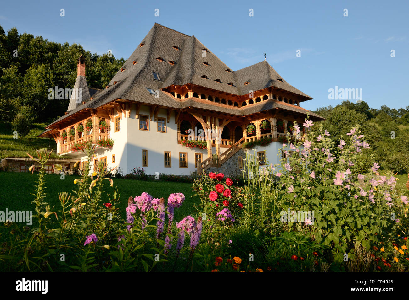 Monastère de barsana, vallée de l'iza, région de Maramures, Roumanie, Europe Banque D'Images