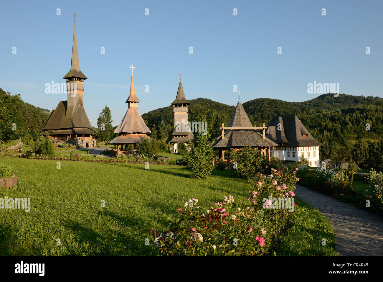 Monastère de barsana, vallée de l'iza, région de Maramures, Roumanie, Europe Banque D'Images