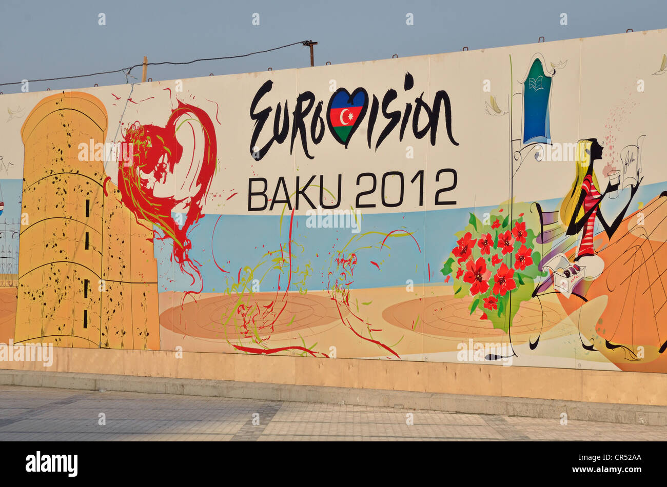 La publicité pour le Concours Eurovision de la chanson qui se tiendra pour la première fois en Azerbaïdjan, le 26 mai 2012 Banque D'Images