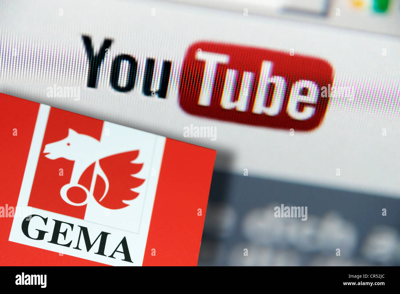 Logo du portail vidéo YouTube et logo de l'association GEMA copyright Banque D'Images