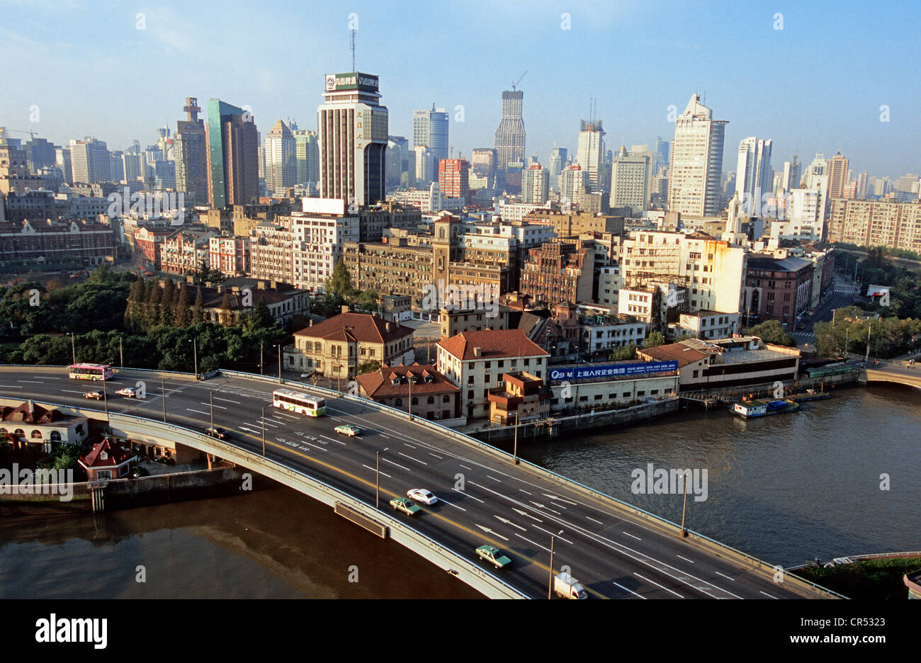 La Chine, Shanghai, Suzhou river, vue générale sur la ville Banque D'Images