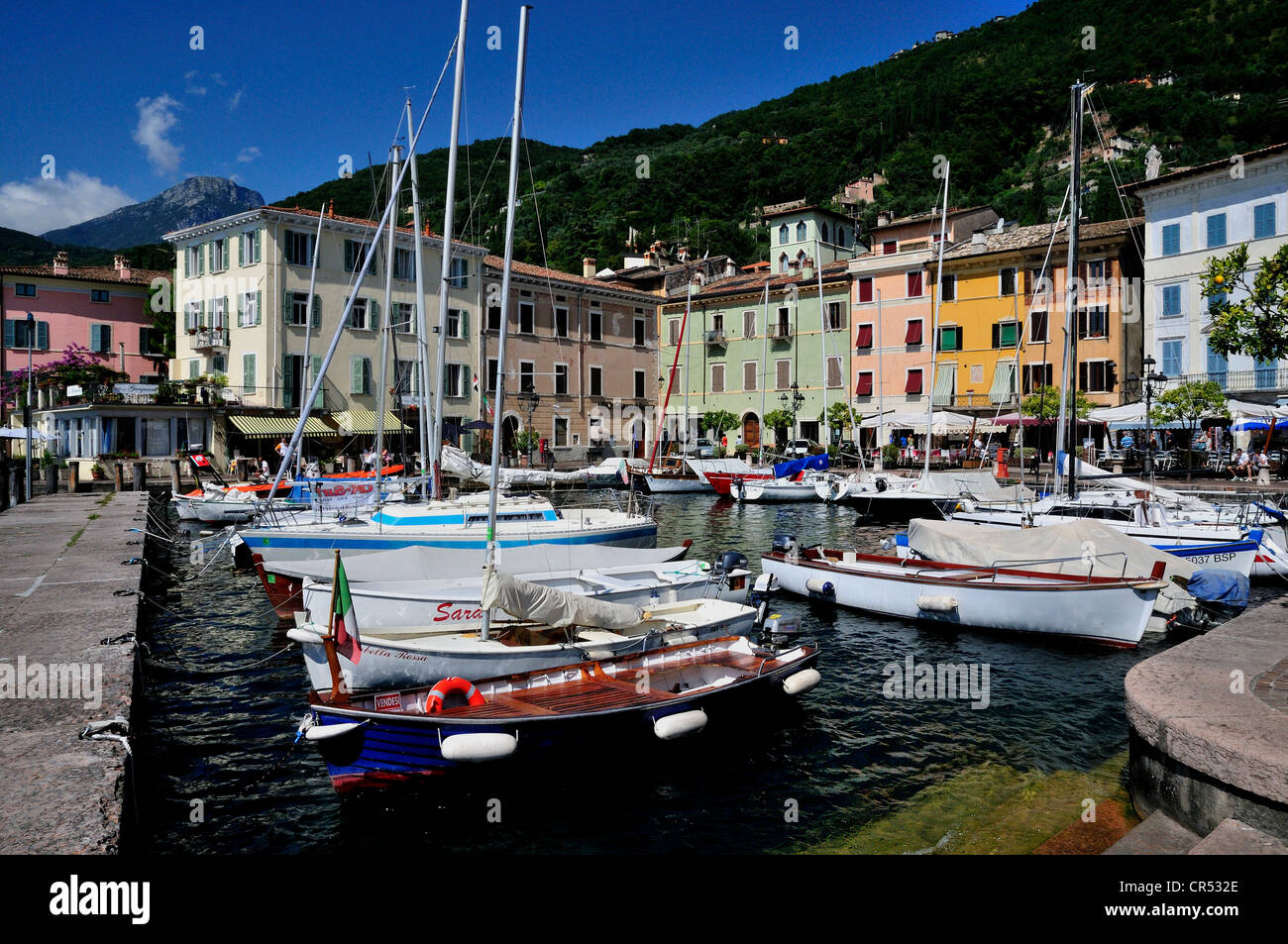 Port de Moniga del Garda, Lac de Garde, le Trentin, Italie, Europe Banque D'Images