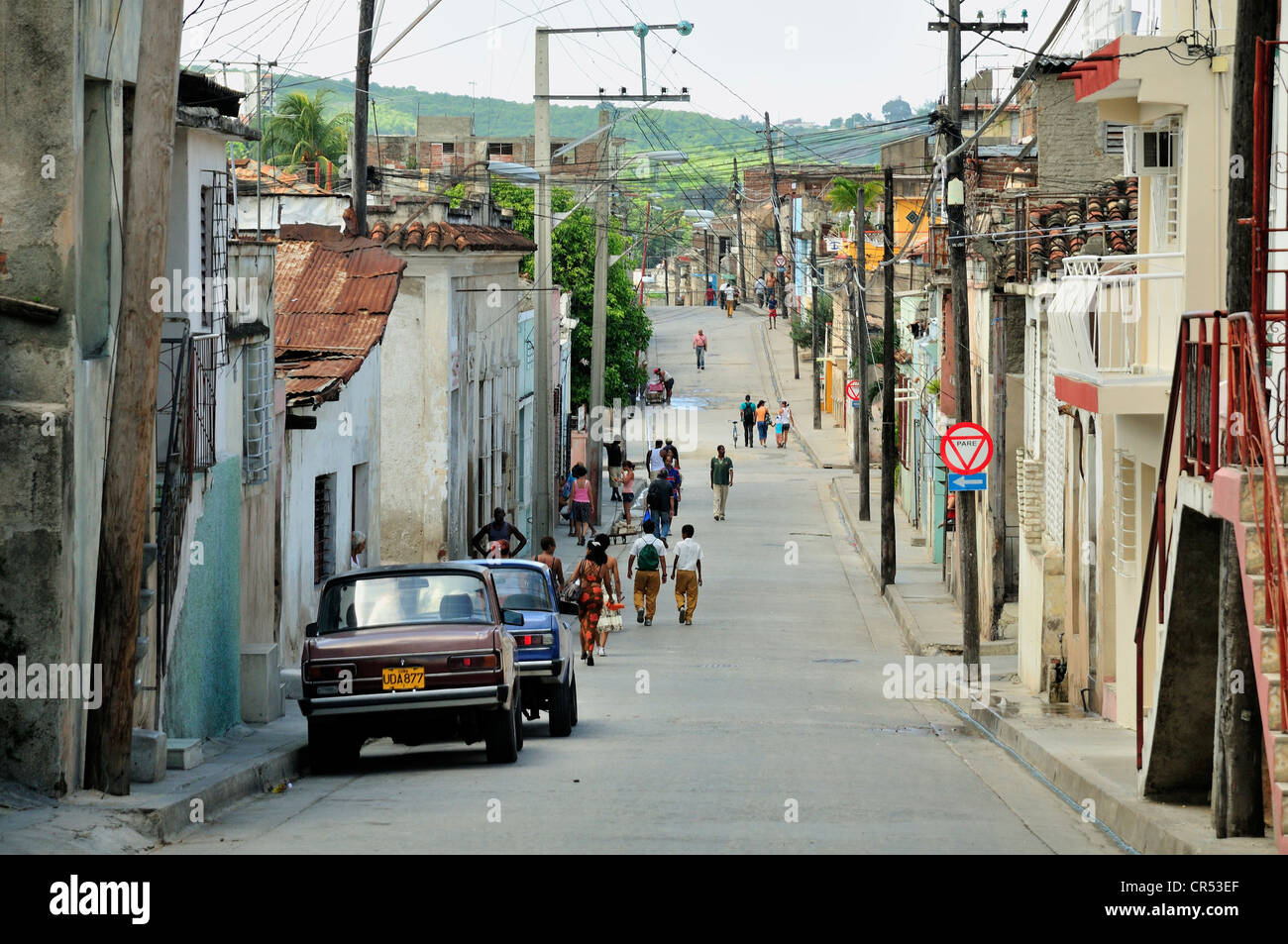 Scène de rue à Santiago de Cuba, Cuba, Caraïbes Banque D'Images