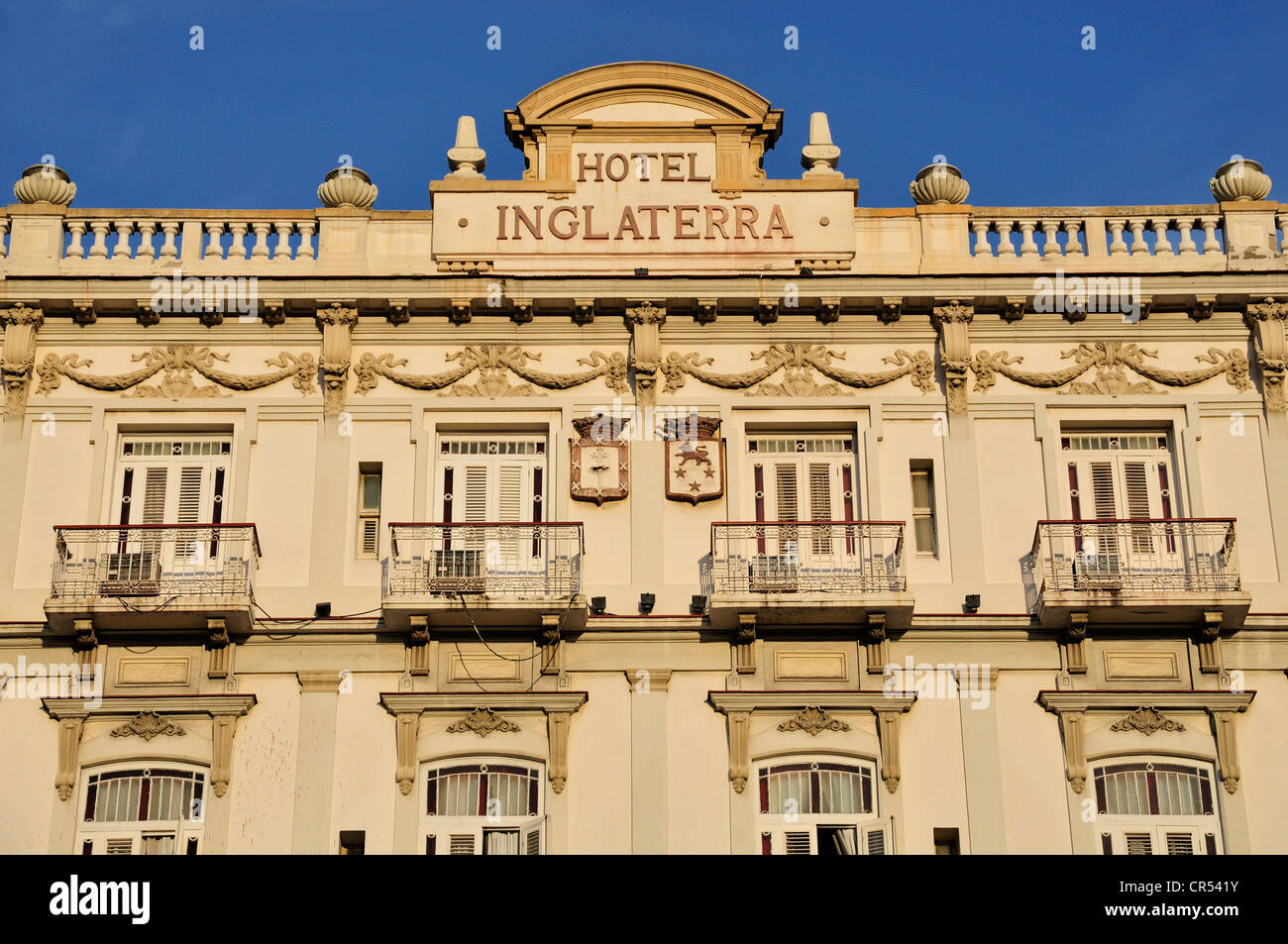 Façade de l'hôtel Inglaterra, Habana Vieja, La Vieille Havane, La Havane, Cuba, Caraïbes Banque D'Images