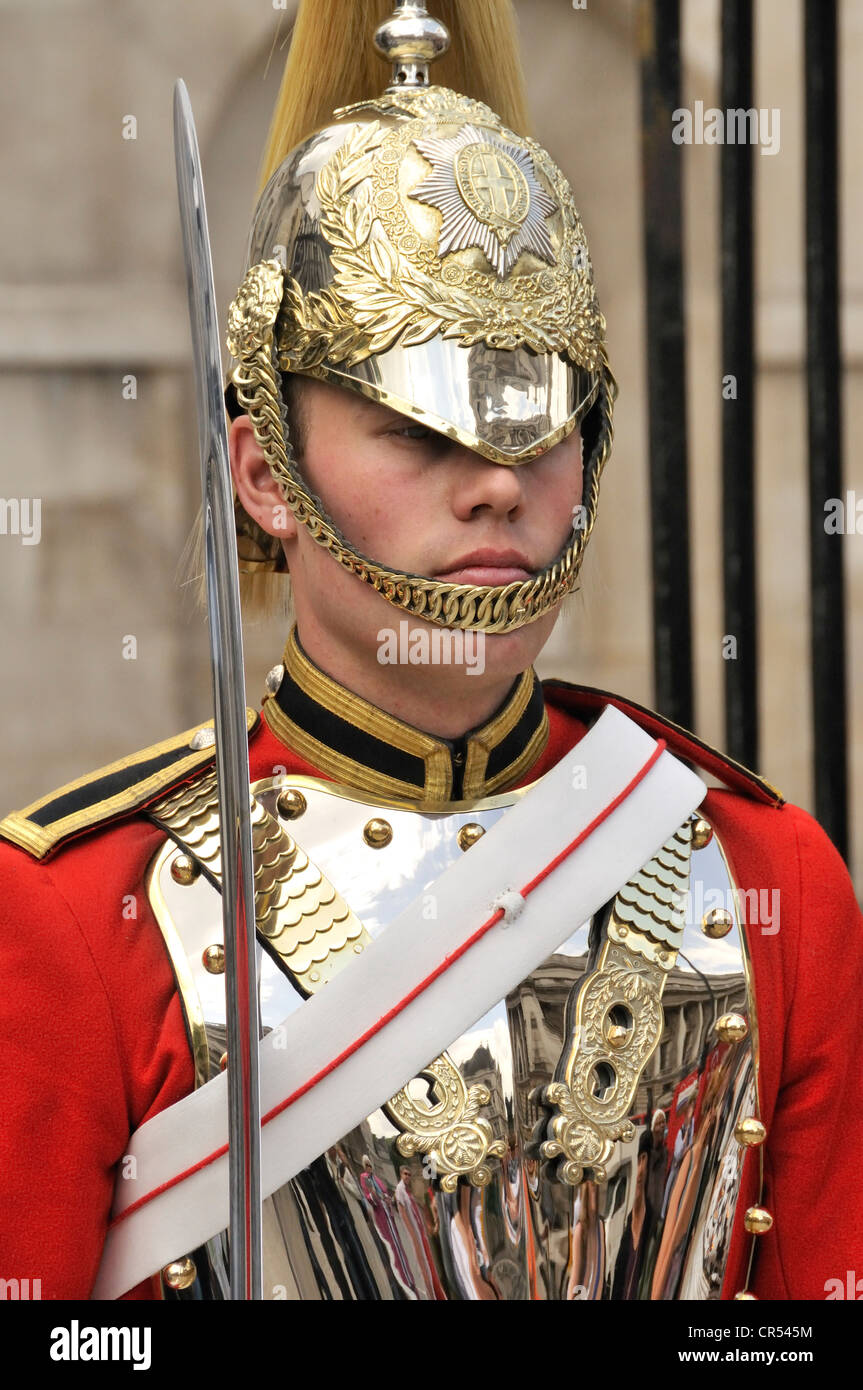 Horse Guard, portrait en face de la caserne de la Household Cavalry, Force d'élite, Whitehall, Londres, Angleterre, Grande-Bretagne Banque D'Images