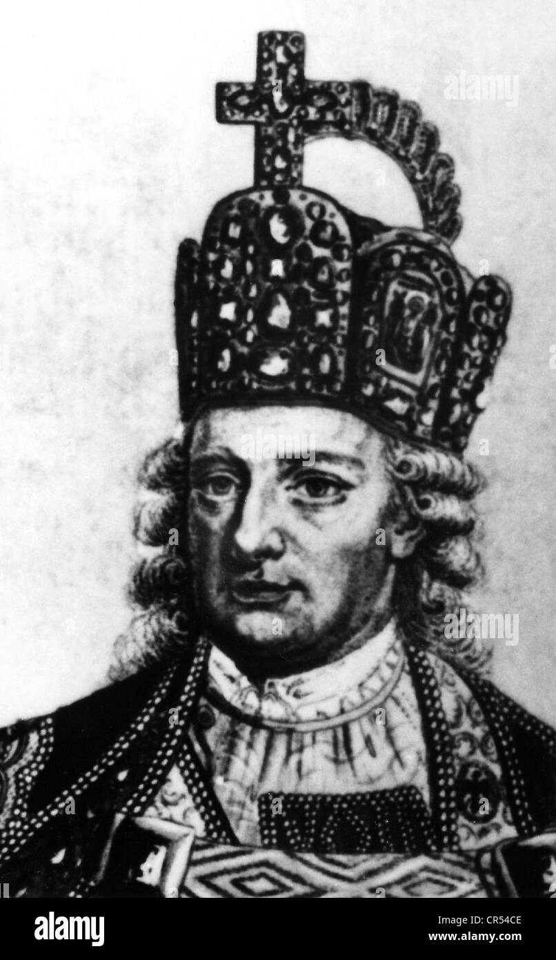 Léopold II, 5.5.1747 - 1.3.1792, Saint Empereur romain depuis le 30.9.1790, portrait avec couronne impériale, comme Peter Leopold Grand-duc de Toscane le 18.8.1765 - 20.7.1790, gravure sur cuivre, contemporain de l'artiste, la récolte n'a pas d'auteur pour être effacé Banque D'Images