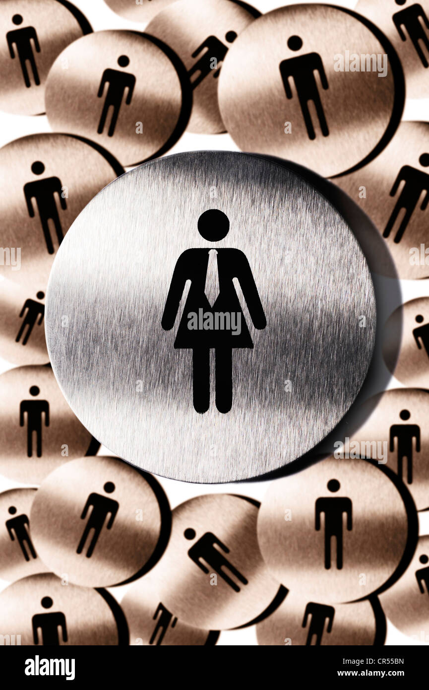 Pictogrammes, femme avec cravate, beaucoup d'hommes, l'image symbolique du  quota pour femme Photo Stock - Alamy