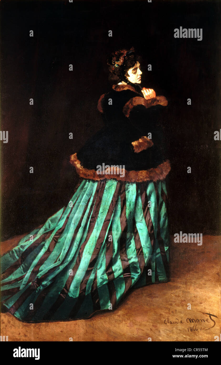 Monet, Claude, 14.2.1840 - 6.12.1926, artiste français, peinture 'Camille', huile sur toile, 231 x 151 cm, 1866, musée des beaux-arts, Brême, Banque D'Images