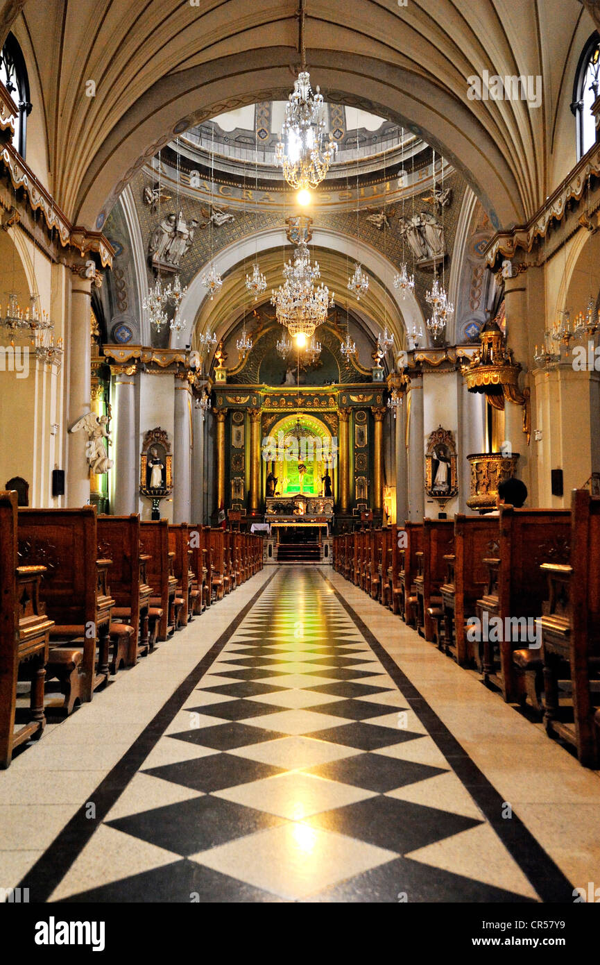 Nef de l'église du couvent dominicain de Nuestra Señora del Rosario, Lima, Site du patrimoine mondial de l'UNESCO, le Pérou, Amérique du Sud Banque D'Images