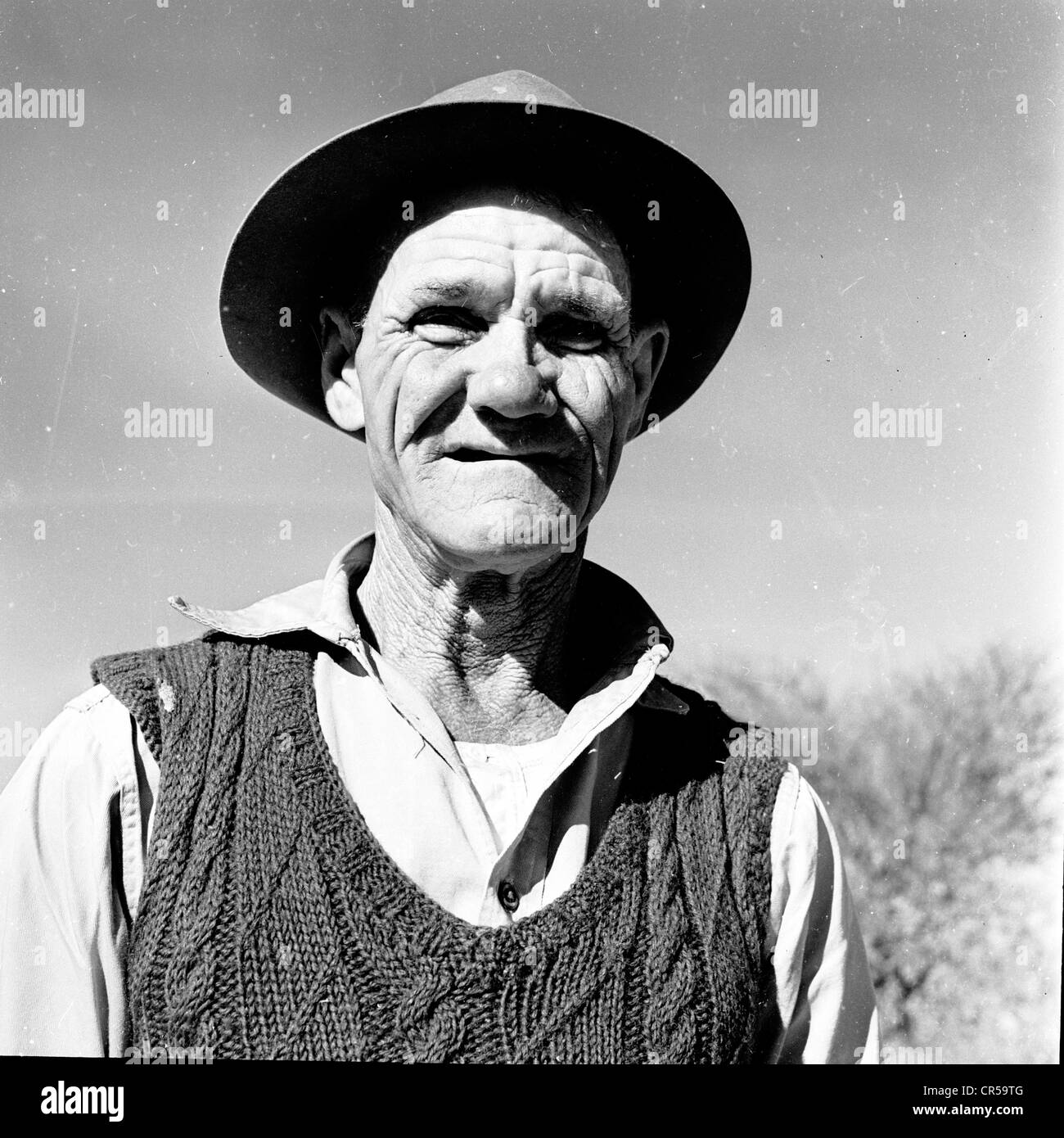 L'Afrique du Sud, années 50. Portrait de l'homme locales Afrikaaner par J Allan l'argent comptant. Banque D'Images