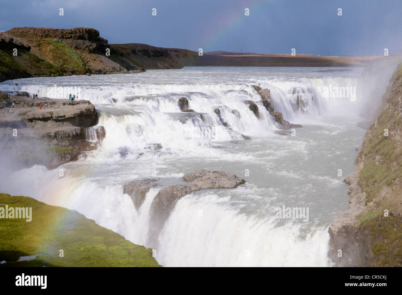 L'Islande, Région de Vesturland, cascades de Gullfoss, Rainbow Banque D'Images