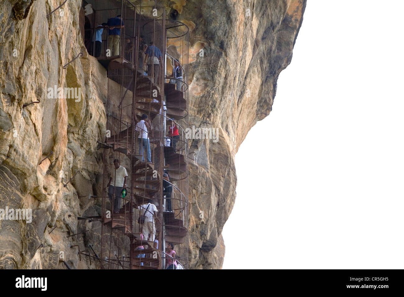 En colimaçon jusqu'à la grotte des fresques, Sigiriya, Sri Lanka, Central Banque D'Images