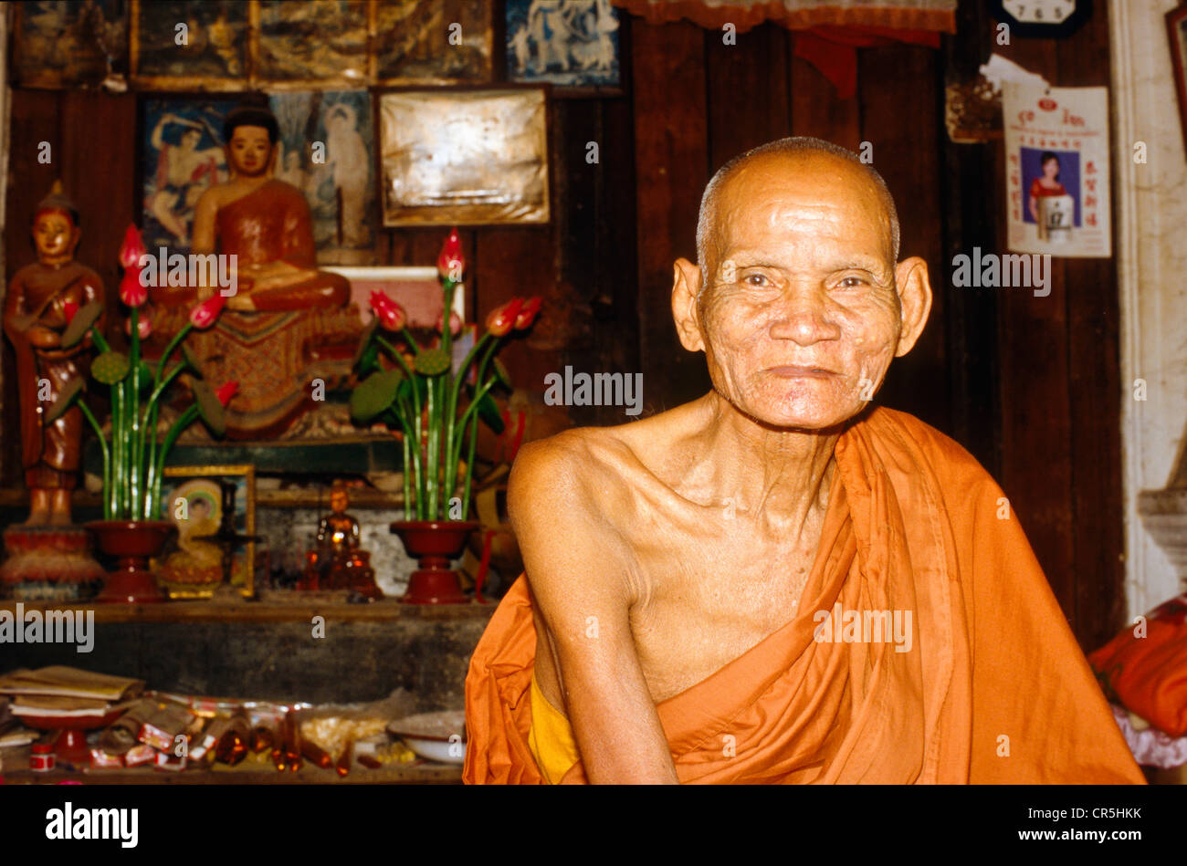 La vie de moine à Wat Bo, à Siem Reap, Cambodge, en Asie du sud-est Banque D'Images