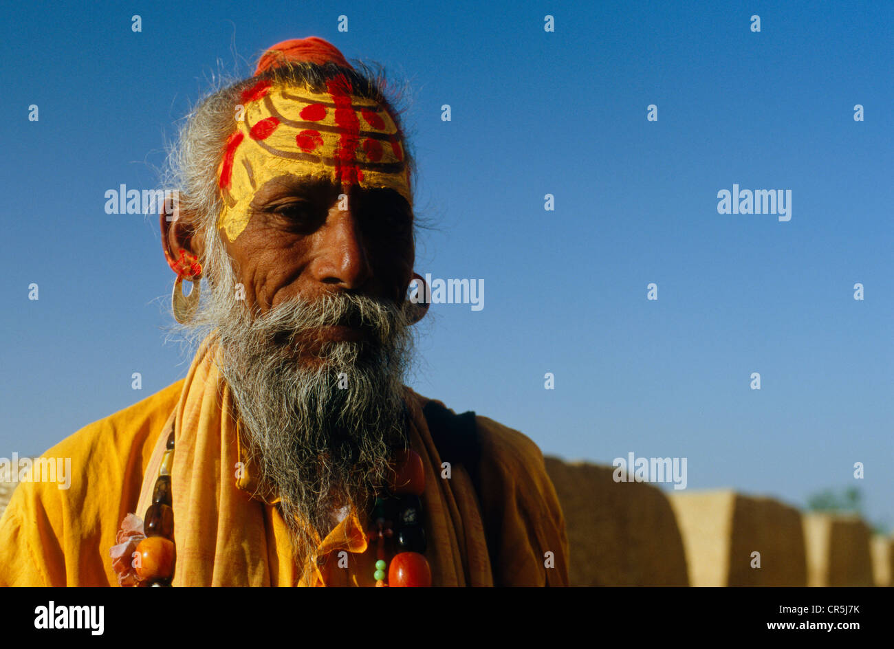 Sadhu, saint homme de l'Inde, visite des temples de Jaisalmer, Rajasthan, Inde, Asie Banque D'Images