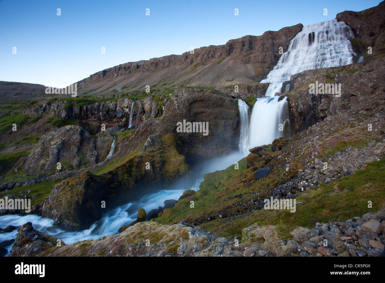 Fjallfoss, Cascade Dynjandi, Fjords de l'Ouest, Islande, Europe Banque D'Images