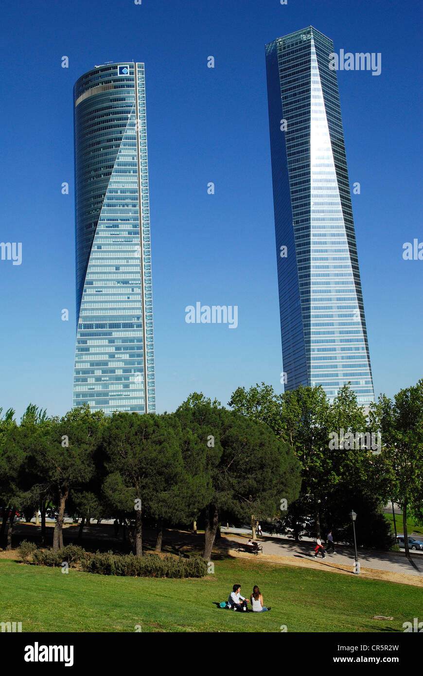 Espagne Madrid Cuatro Torres Business Area CTBA situé le long du Paseo de la Castellana ; de gauche à droite ro Torre Espacio par Leoh Banque D'Images