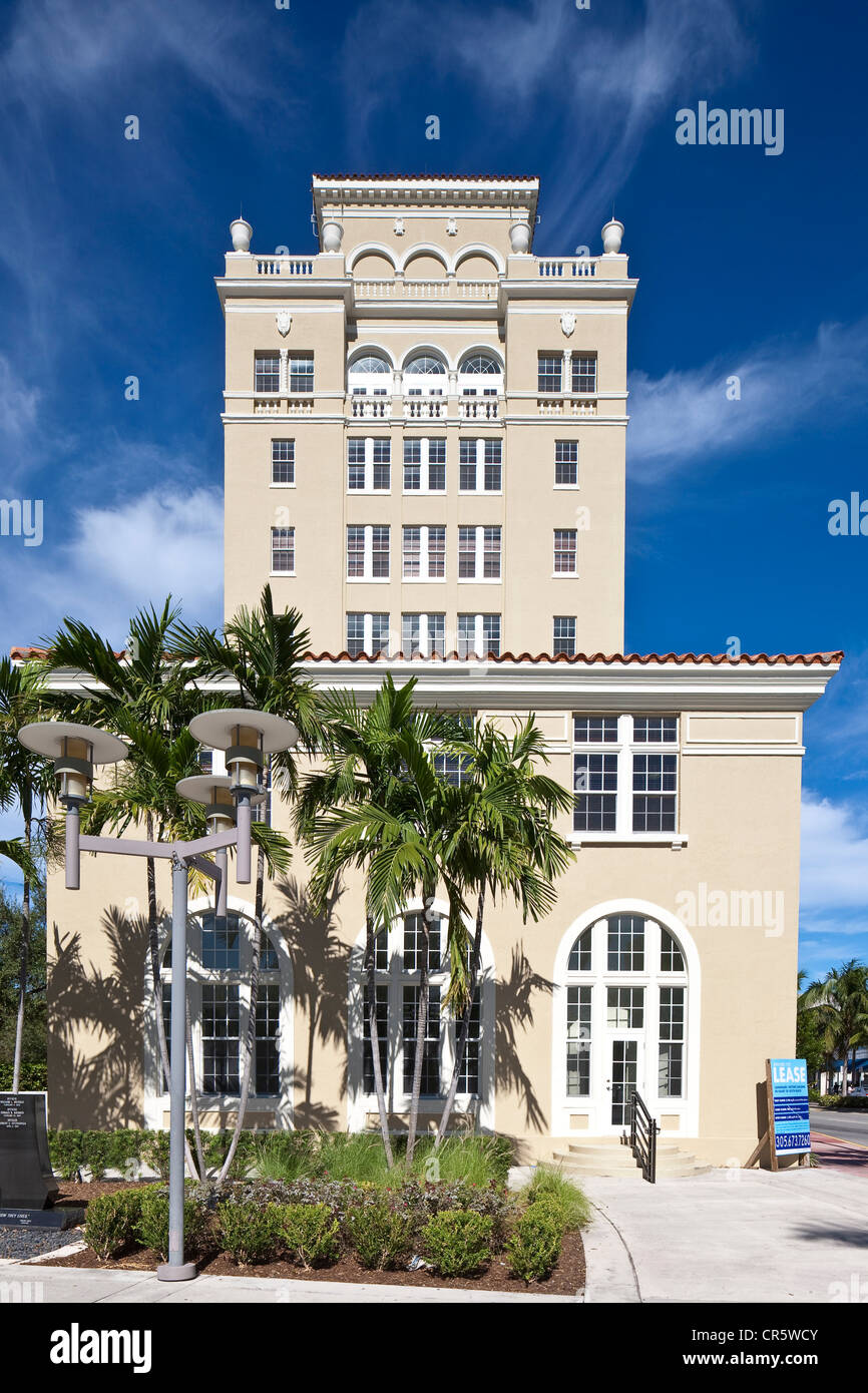 United States, Florida, Miami Beach, South Beach, Washington Avenue, l'ancien hôtel de ville du 1927 qui a été restauré Banque D'Images