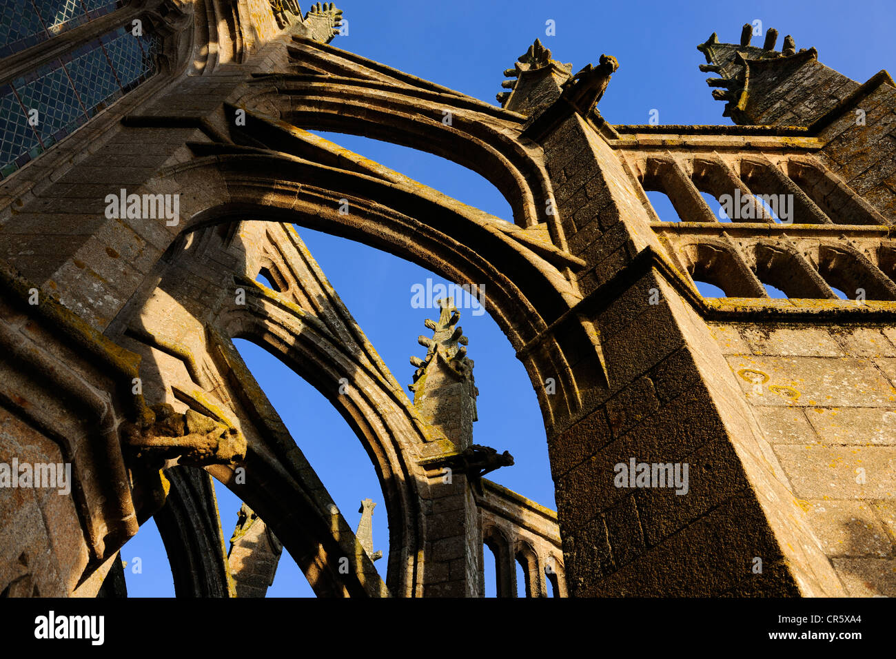 France, Manche, l'abbaye du Mont Saint Michel, Patrimoine Mondial de l'UNESCO, les gargouilles de l'église Banque D'Images